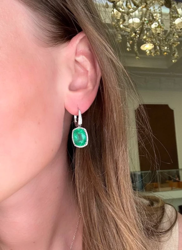 Earrings without a brand СЕРЬГИ С ИЗУМРУДАМИ 17.00 СТ И БРИЛЛИАНТАМИ 17.00 СТ 8