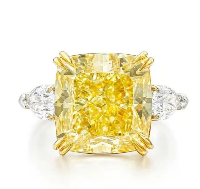 Earrings without a brand CUSHION DIAMOND 6.14 CT FANCY INTENSE YELLOW/SI1 RING (GIA) SIZE 52 515305 1