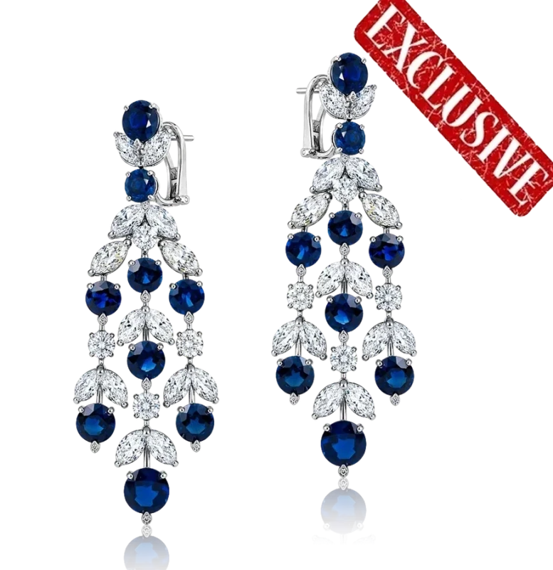 Sapphire 22.92 ct and Diamond 13.03 ct Earrings