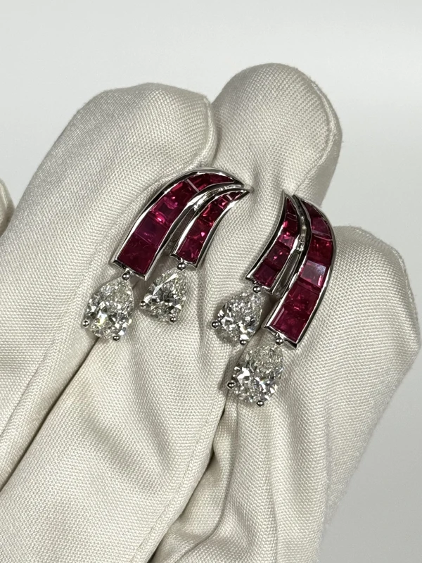 VERDI JEWELLERY СЕРЬГИ С БРИЛЛИАНТАМИ И РУБИНАМИ A79F 3