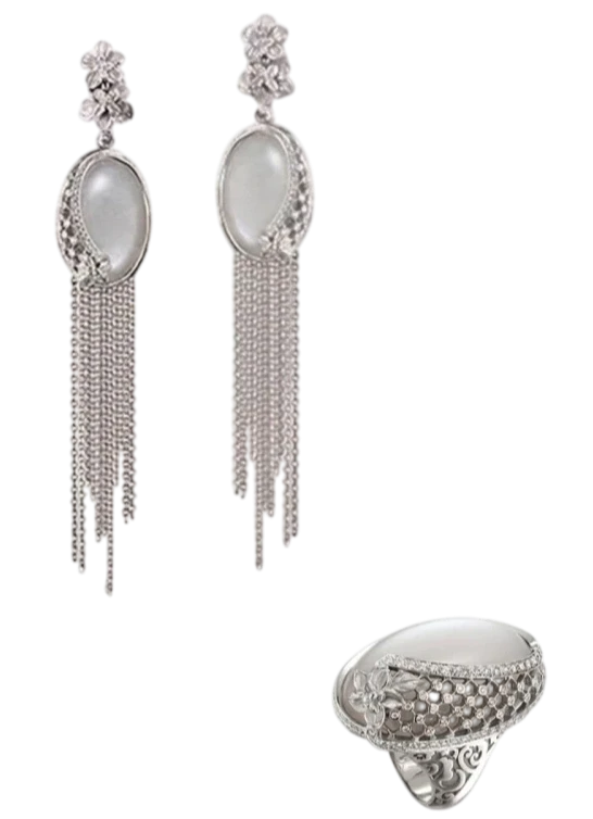 SEDA IMPERIAL SET WHITE GOLD, MOONSTONE AND DIAMONDS