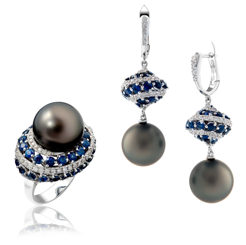 SAPPHIRE & DIAMOND PEARL SET
