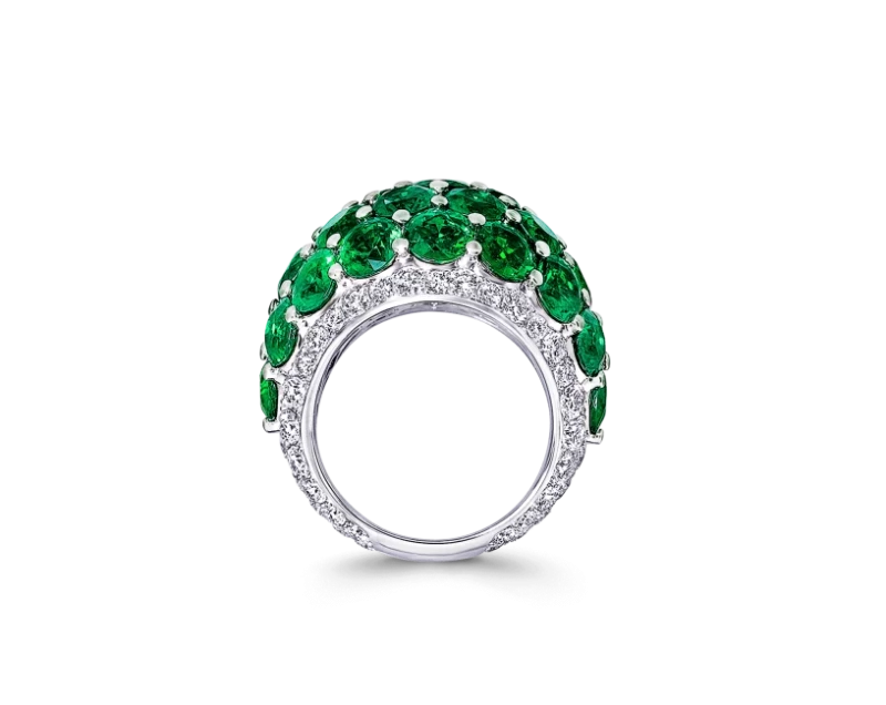 GRAFF Bombe Ring Emeralds 14.78 ct and Diamonds 1.70 ct RGR287 1