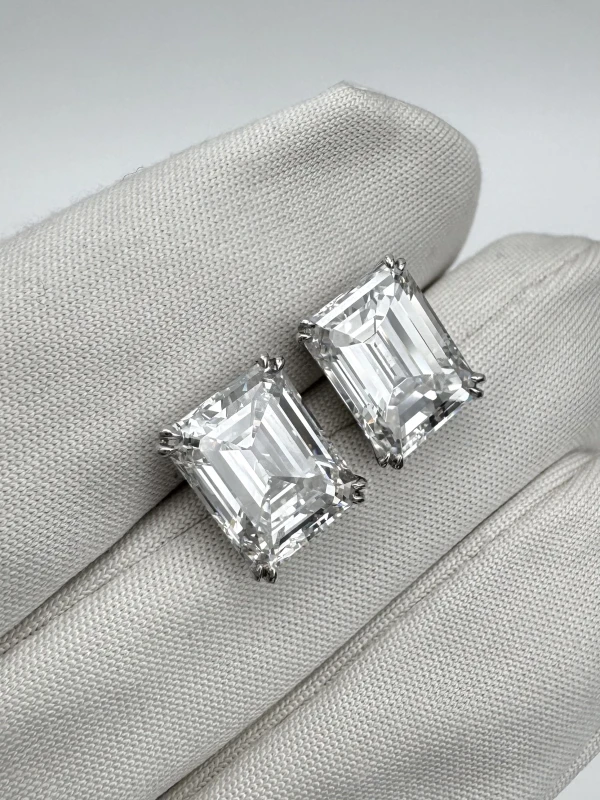 No name EMERALD DIAMOND 3.51 - 3.53 CT E/VS1 EARRINGS (GIA) NN3.51-3.53 6