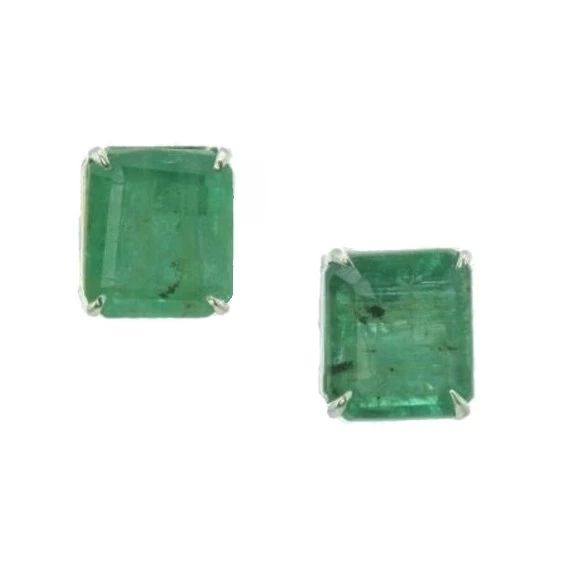 Earrings without a brand С ИЗУМРУДАМИ 2.10 СТ LIGHT BLUISH GREEN/SI2  2.10 СТ