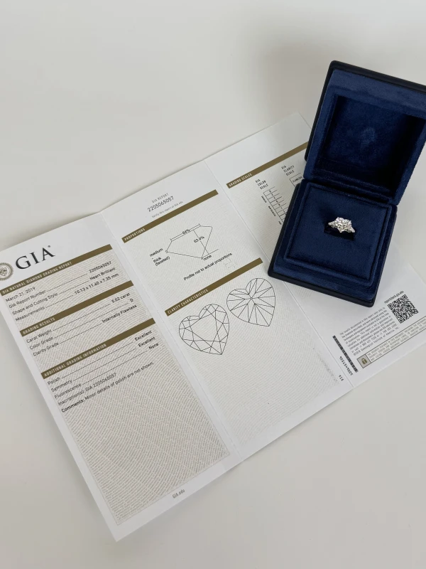 Earrings without a brand HEART DIAMOND 5.02 CT D/INTERNALLY FLAWLESS RING (GIA) NN5.02D/IF 5