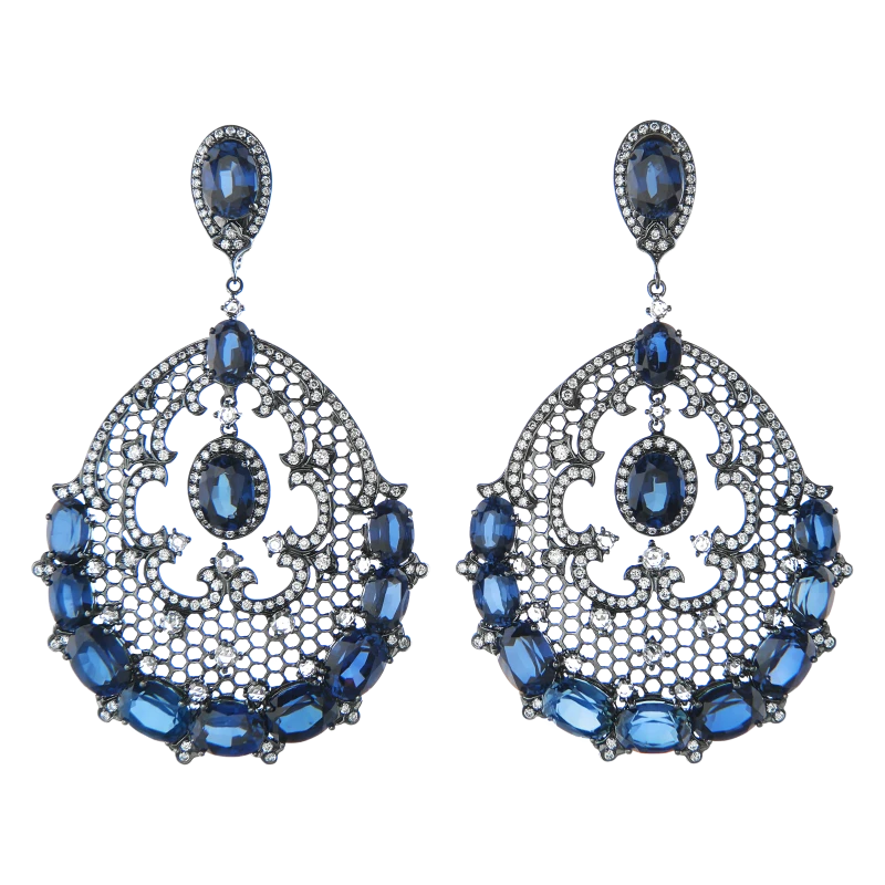 SPECIAL ORDER BLUE SAPPHIRE & DIA EARRINGS