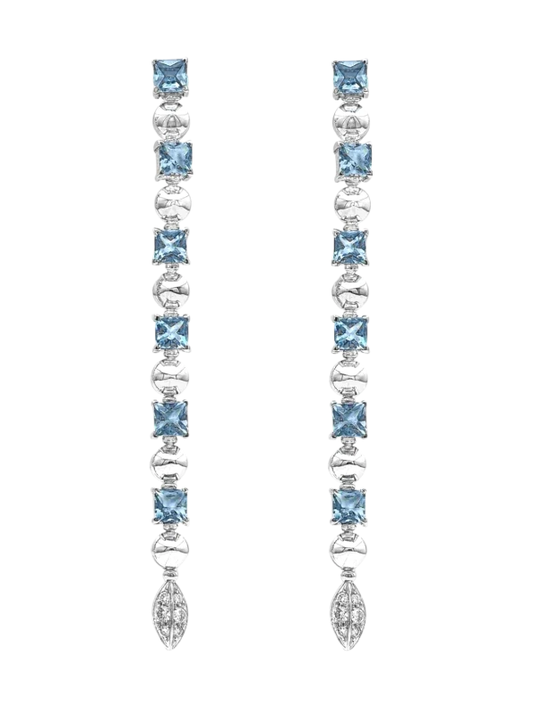 LUCEA DIAMOND AND BLUE TOPAZ WATERFALL EARRINGS