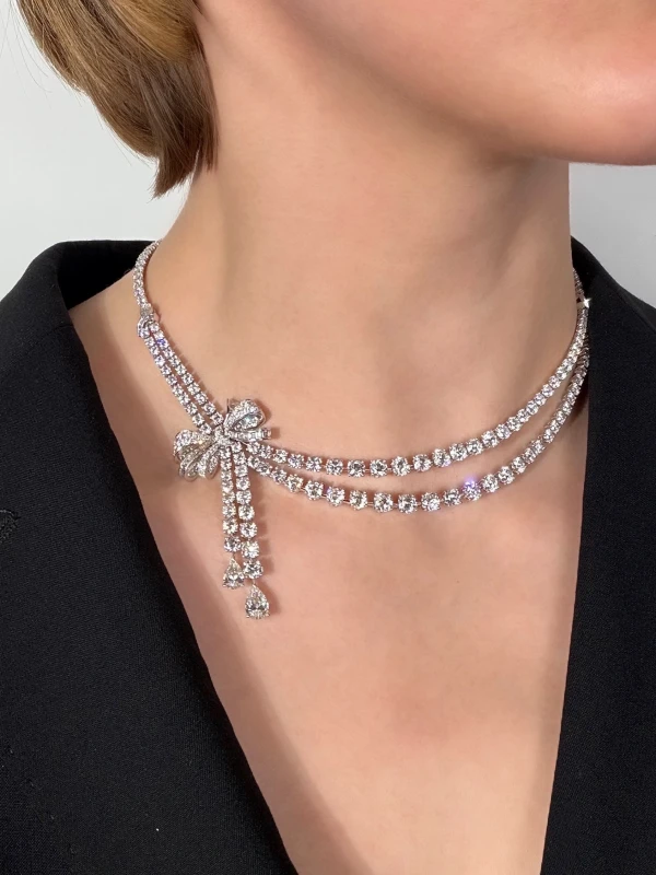 Graff Graff Bow Double Strand Diamond Necklace RGN462 2