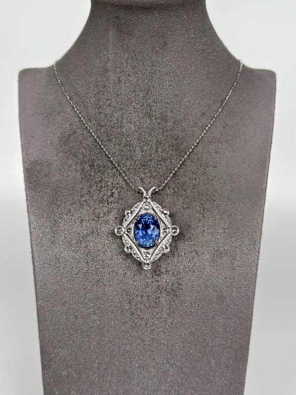 No name OVAL SAPPHIRE 26.01 CT BLUE NECKLACE (NO HEATED) SAP26.01CT 3