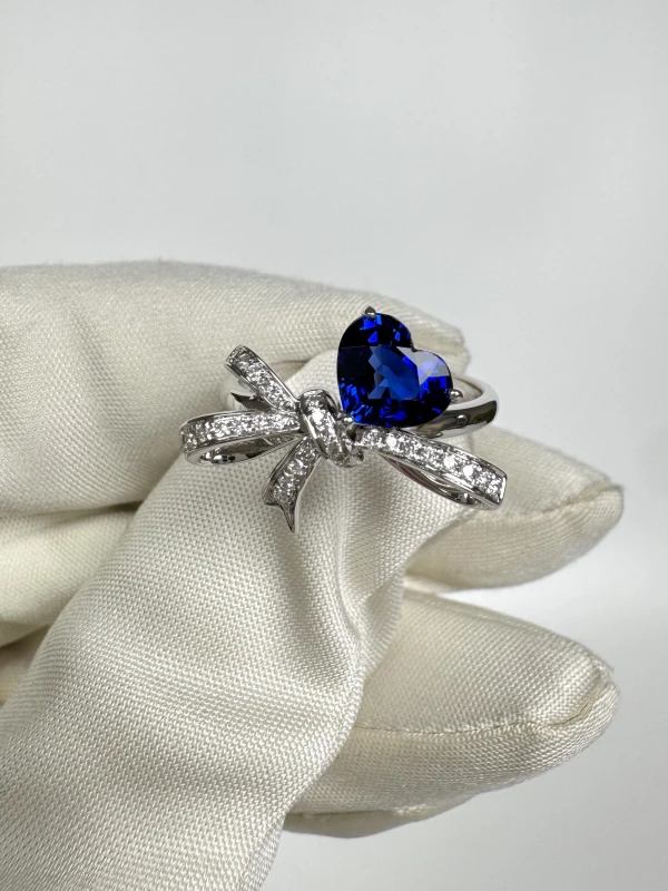 No name HEART SAPPHIRE 1.13 CT ROYAL BLUE RING (SIZE 52) SAP1.13 CT 2