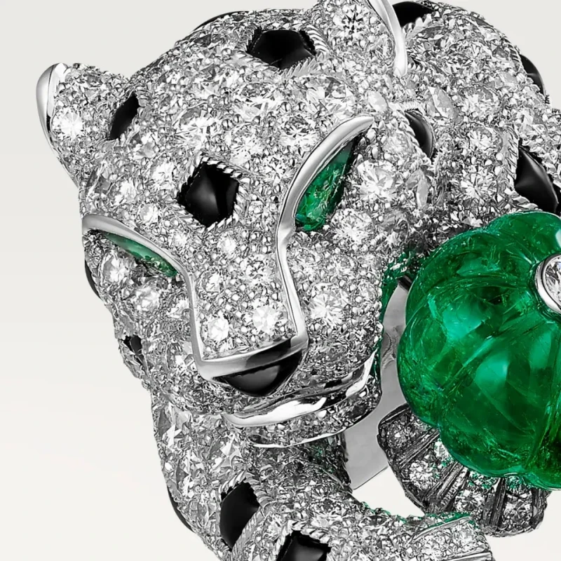 Cartier PANTHÈRE DE CARTIER RING, MELON-CUT EMERALD, PAVED (SIZE 55) H4384255 8