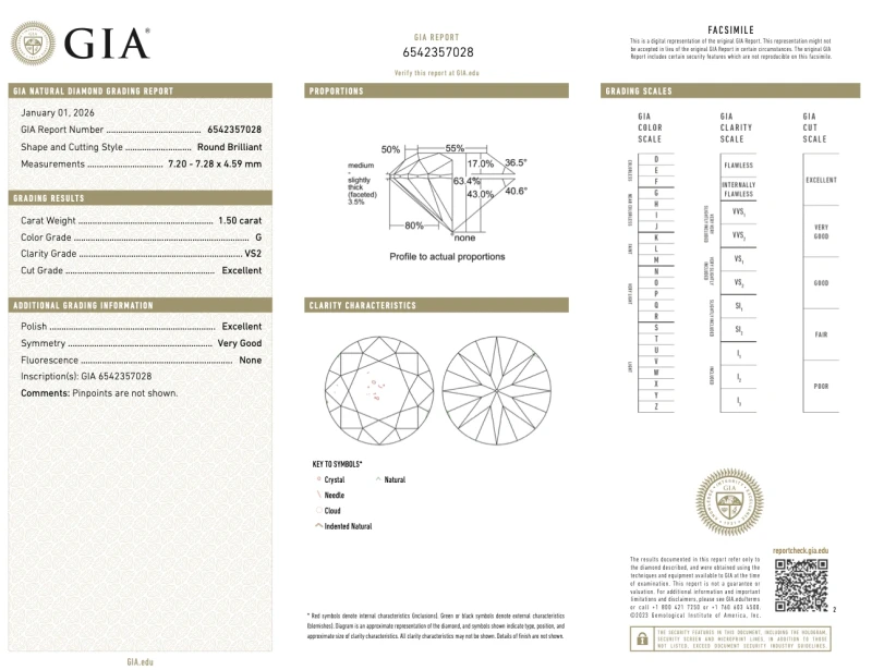 Earrings without a brand ROUND DIAMOND 1.50-1.50 CT G/VS2 EARRINGS (GIA) 2855-NN1.50-1.50CT G/VS2 3