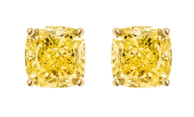 No name CUSHION DIAMOND 10.25 - 10.01 CT FANCY LIGHT YELLOW/VS EARRINGS (GIA) NN10.25-10.01 1