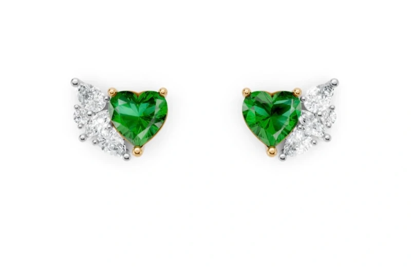 HEART EMERALD 2.17 CT VIVID GREEN EARRINGS (GUILD)