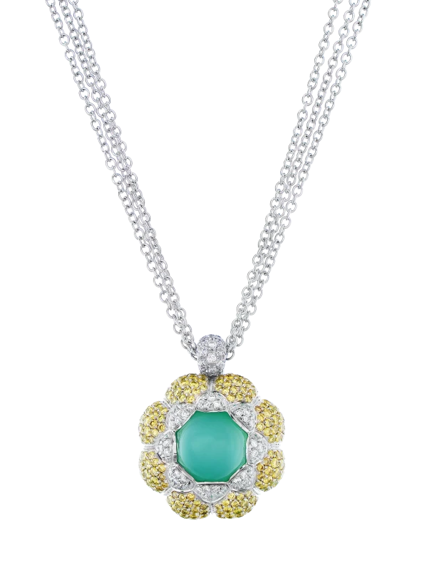 Chrysoprase and Diamond Necklace