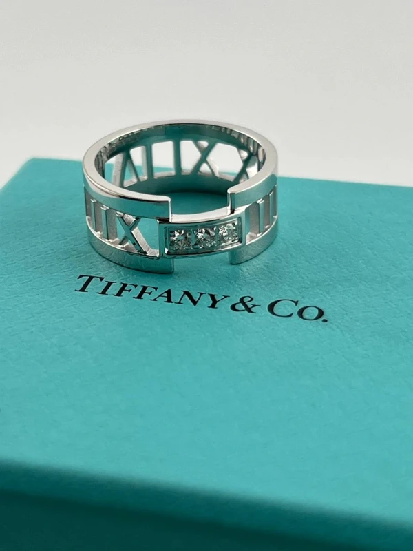 Tiffany & Co ATLAS 3 DIAMONDS OPEN BAND RING (SIZE 55) T&CO 3