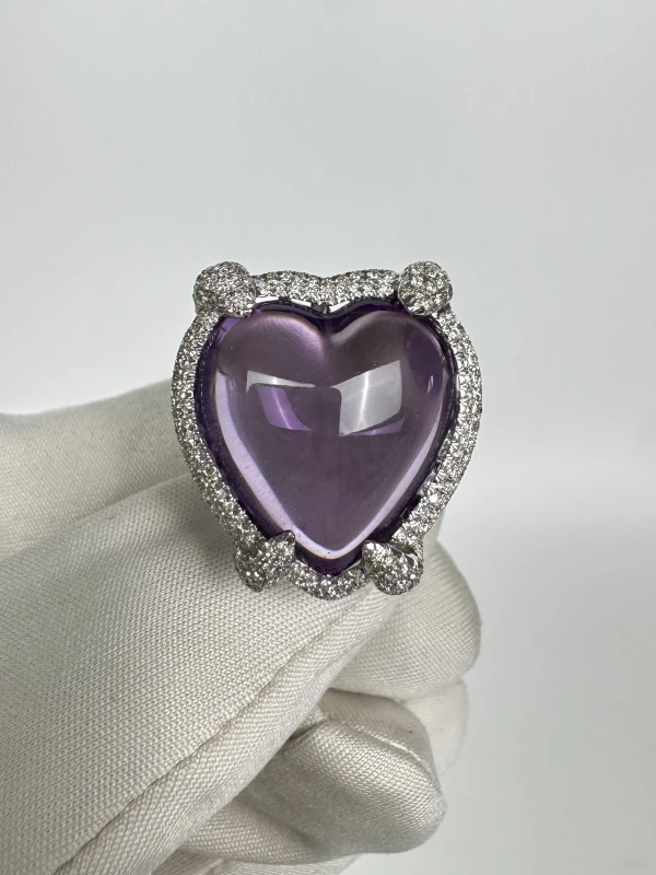 Adler AMETHYST HEART AND DIAMONDS RING Adler28 2