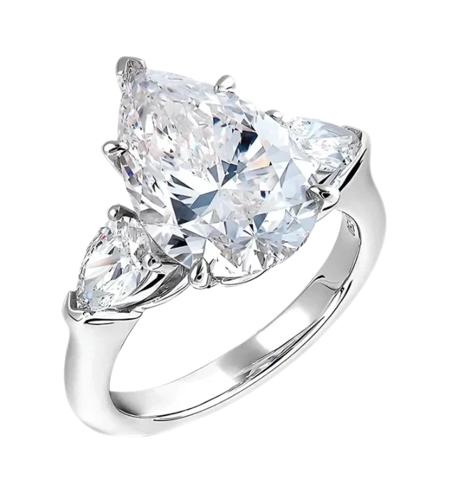 PEAR DIAMOND 5.01 CT D/SI1 RING (SIZE 52) GIA