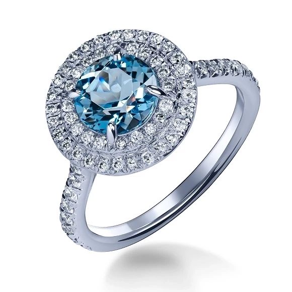 SOLESTE AQUAMARINE & DIAMOND RING