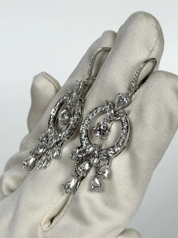 Graff Marquise and Round Diamond Pave 8.48 ct Circle Earrings on Swan Hooks GE8.48CT 4