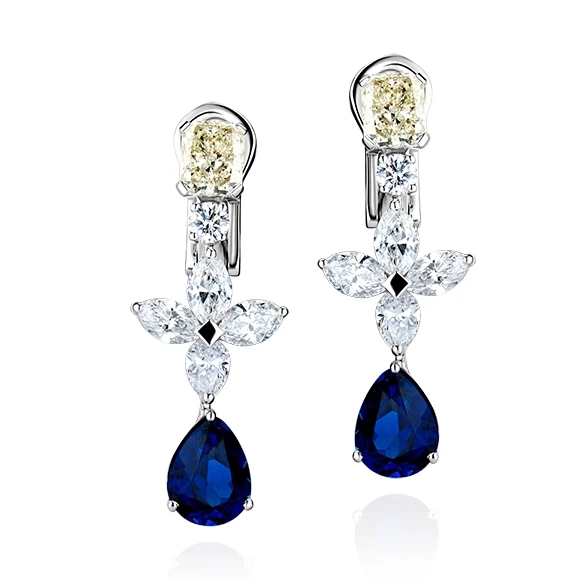 Earrings without a brand С БРИЛЛИАНТАМИ И САПФИРАМИ  4.1 CT 