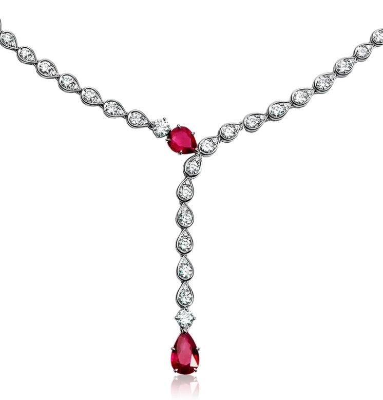 RUBY 3.40 CT & DIAMOND 7.05 CT NECKLACE