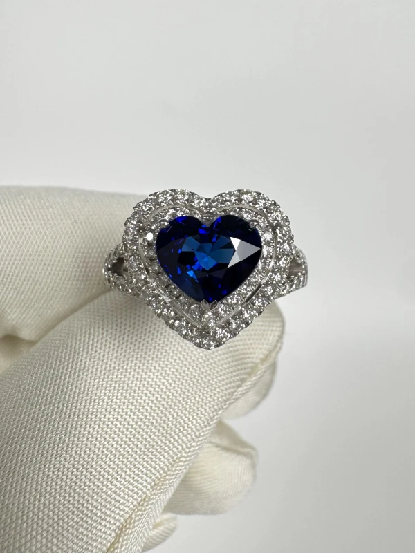Earrings without a brand HEART SAPPHIRE 1.60 CT ROYAL BLUE RING (SIZE 51) NN 1.60 CT 2
