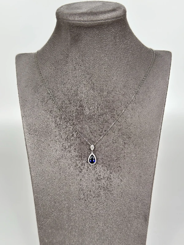 DeRosa PEARSHAPE SAPPHIRE 1.29 CT "ROYAL BLUE" PENDANT E879754 2