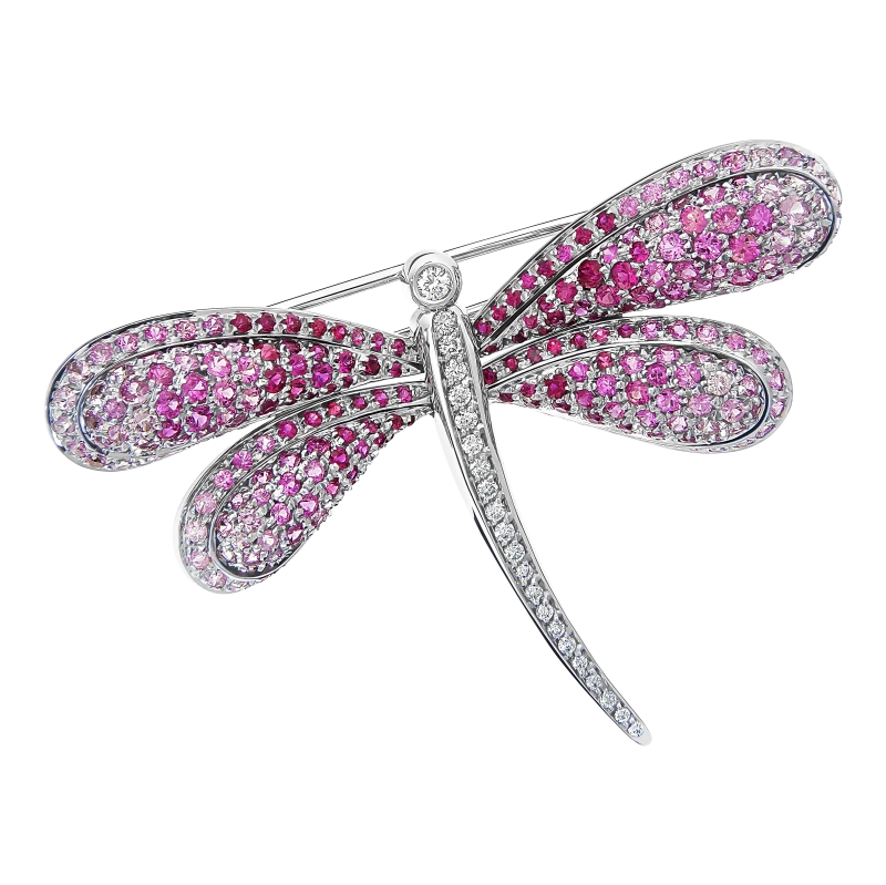 VINTAGE DIAMONDS&PINK SAPPHIRES DRAGONFLY