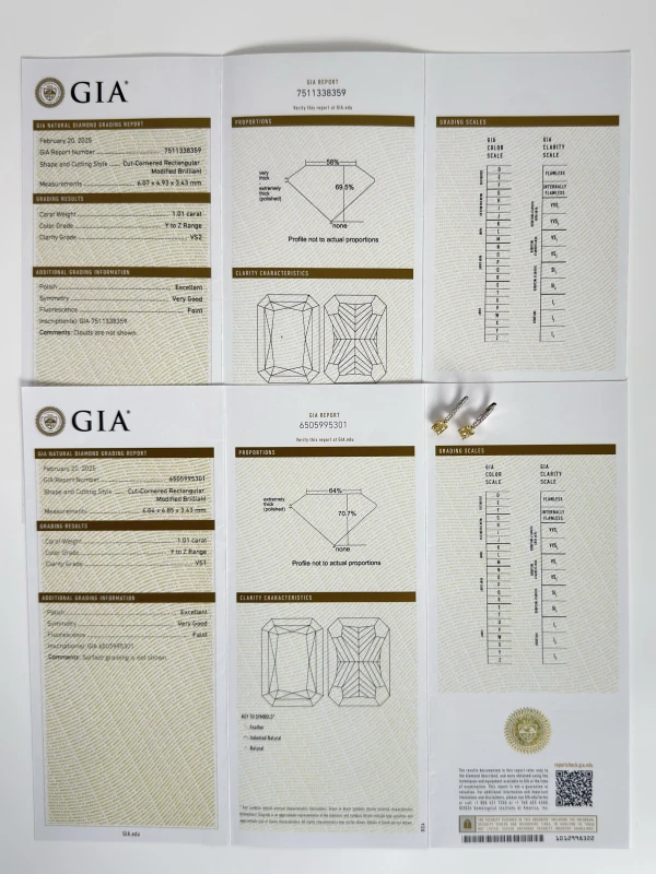 DeRosa RADIANT DIAMONDS 1.01-1.01 CT Y-Z/VS EARRINGS (GIA) E367200 4