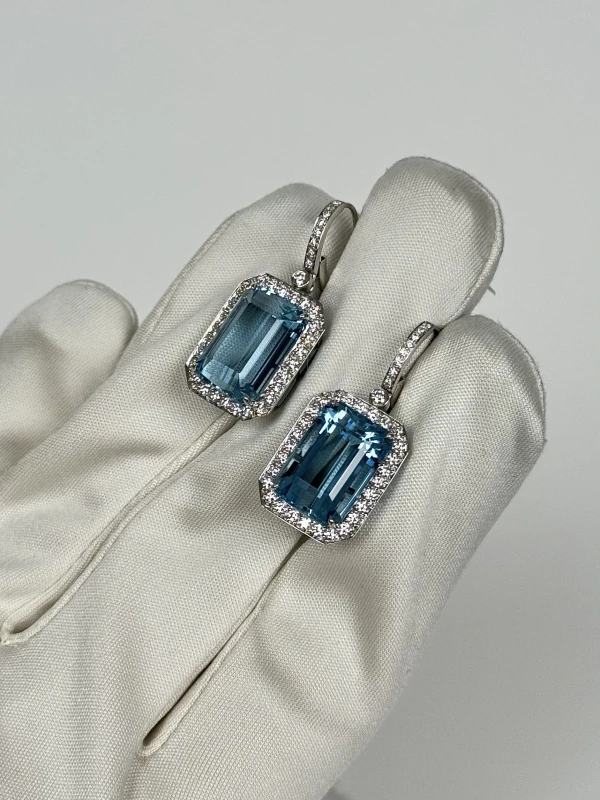 Tiffany & Co AQUAMARINE AND DIAMOND EARRINGS 14.30 CT AQUAMARINE 3