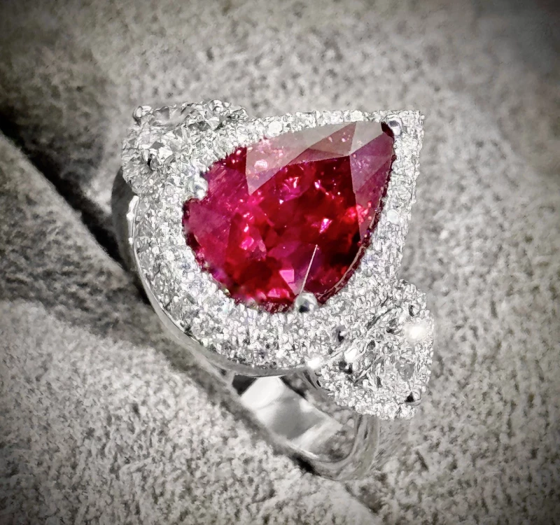 СЕРЬГИ NO NAME С РУБИНОМ 3.54 СТ И БРИЛЛИАНТАМИ RUBY 3.54 CT 4