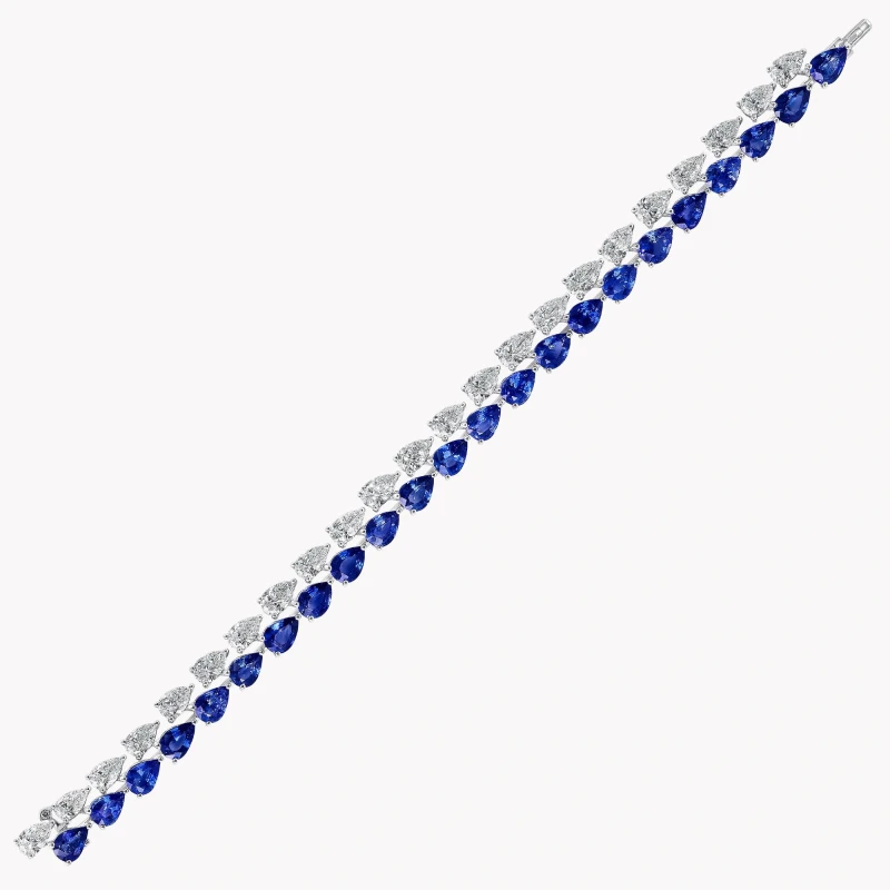 Graff Pear Shape Sapphire and Diamond Bracelet (SIZE 18) RGB294 2