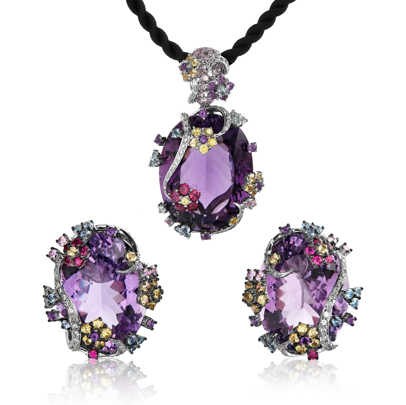 Amethyst & Multicolor sapphire set