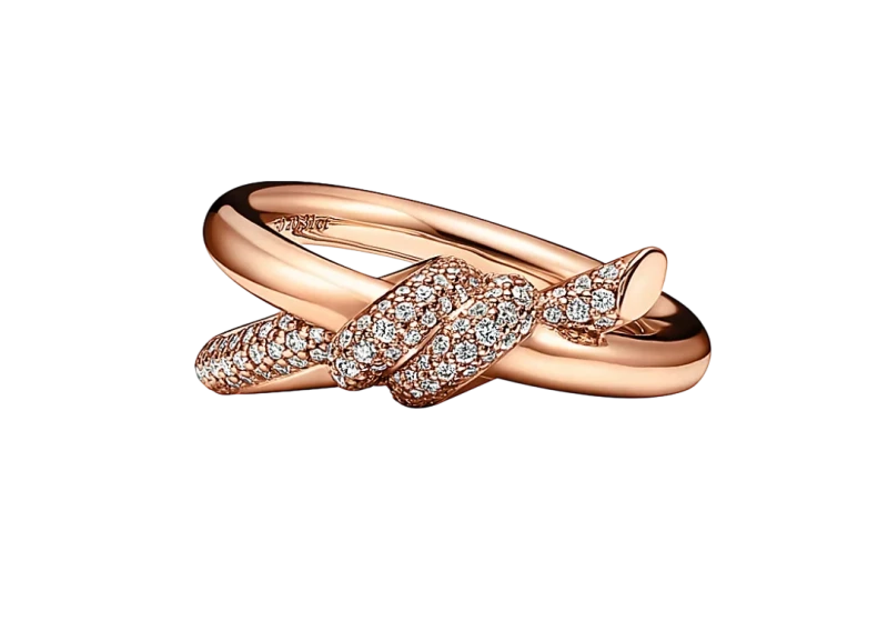 Tiffany & Co Tiffany Knot Double Row Ring in Rose Gold with Diamonds (SIZE 53) 69526195 1