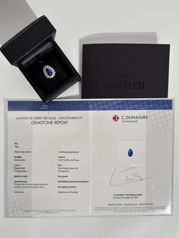 VERDI JEWELLERY КОЛЬЦО С САПФИРОМ 5.40 CT И БРИЛЛИАНТАМИ 3.37 СТ 5.40 CT 5