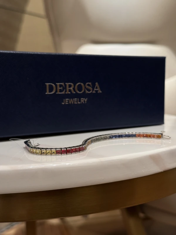 DeRosa MULTICOLOR SAPPHIRE TENNIS BRACELET 10.78 CT  (SIZE 17) B868071 4