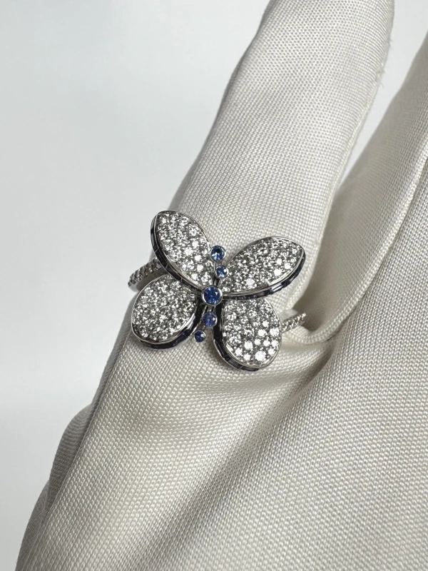 Graff WHITE GOLD SAPPHIRE & DIAMOND BUTTERFLY RING RGR571 3