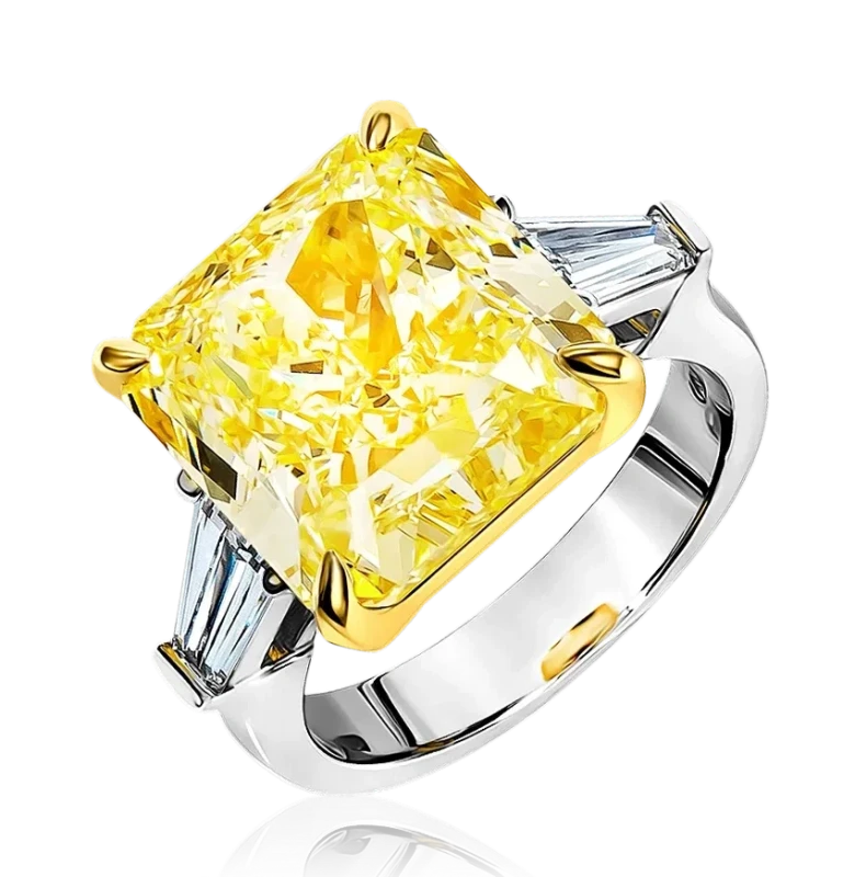 RADIANT DIAMONDS 15.53 CT FANCY YELLOW/VS1 RING (GIA)