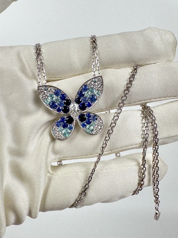 Graff Butterfly Sapphire, Tourmaline and Diamond Pendant RGP870 6