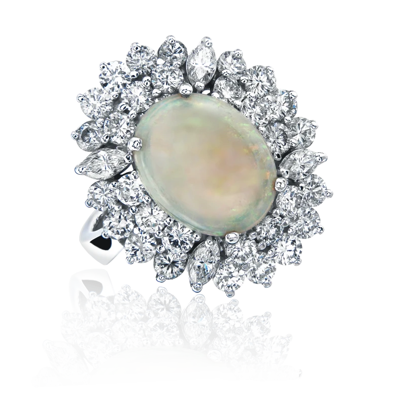 OPAL AND DIAMOND RING (SIZE 54)