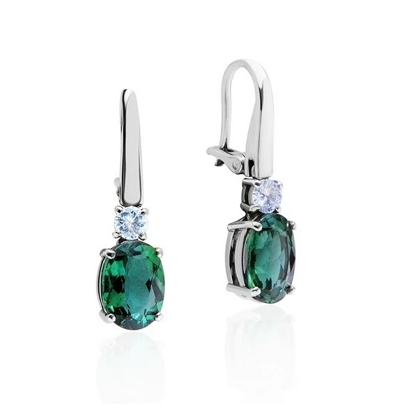 Earrings without a brand С ТУРМАЛИНАМИ 2.59 СТ - 2.23 СТ И БРИЛЛИАНТАМИ  2.59 СТ - 2.23 СТ 