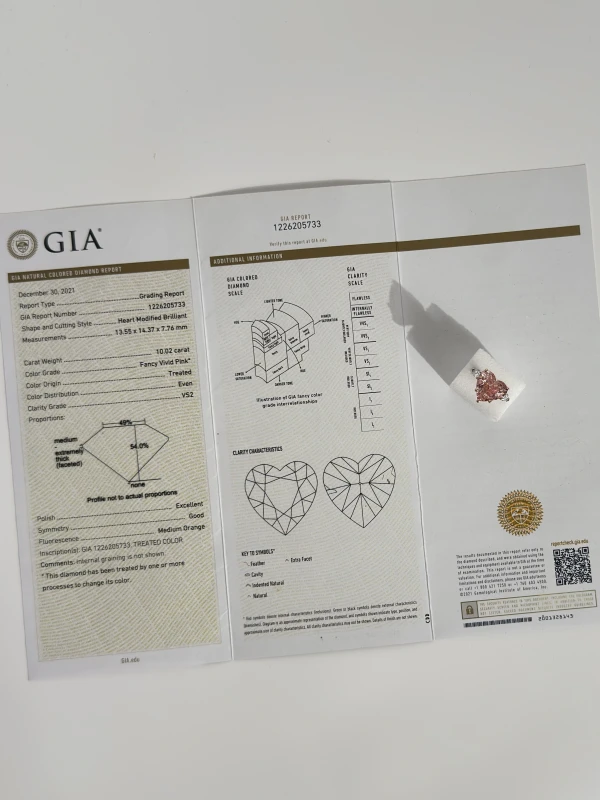 No name С БРИЛЛИАНТОМ 10.02 CT FANCY VIVID PINK 10.02 CT FVP/VS2 5