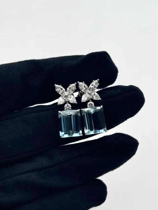 Harry Winston AQUAMARINE MARQUESA EARRINGS 9.19 CT 168199 4