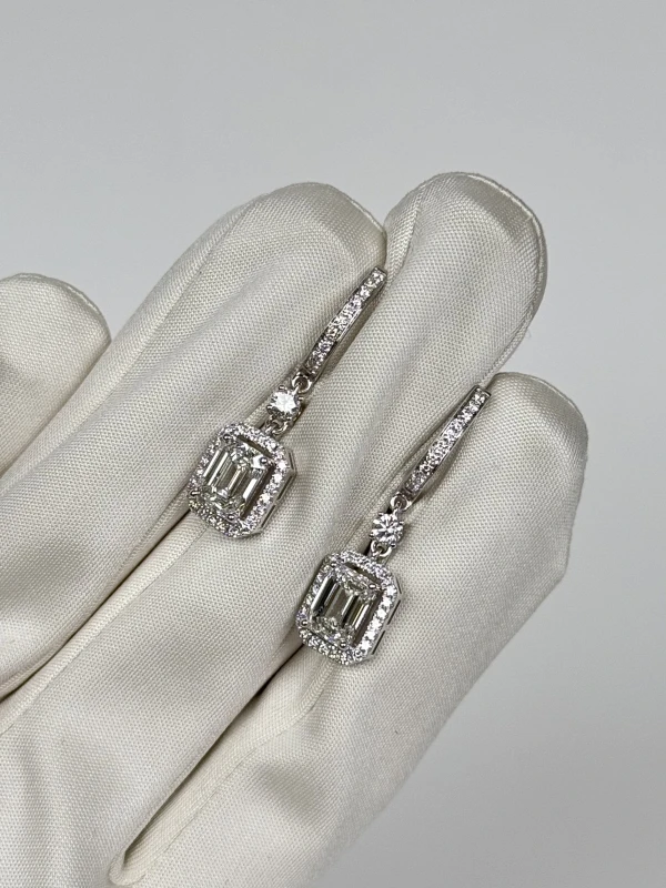 СЕРЬГИ NO NAME EMERALD DIAMOND 2.01 - 2.00 CT F/VS1 EARRINGS (GIA) NN2.01-2.00 3