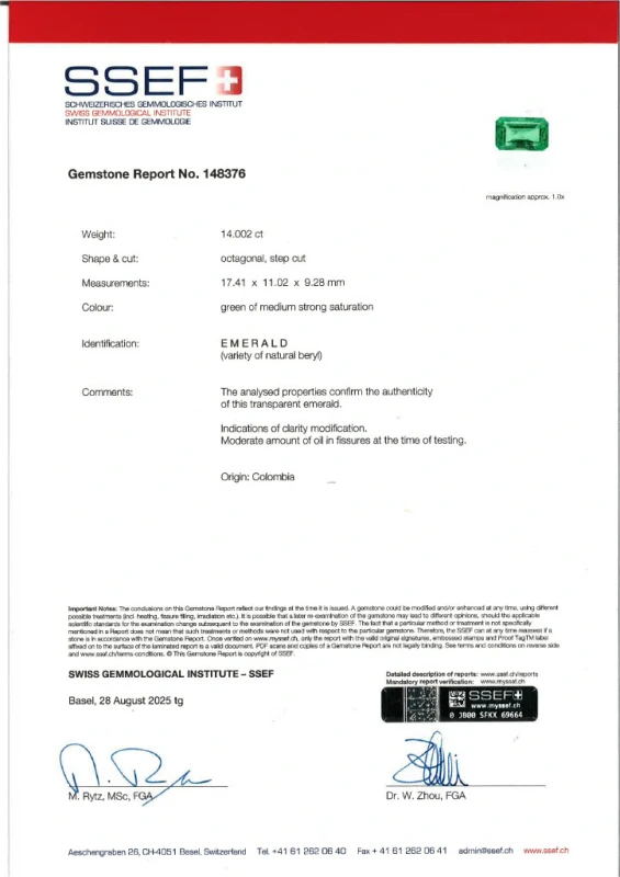 De Grisogono HIGH JEWELRY COLOMBIA GREEN EMERALD 14.002 CT RING (SSEF CERTIFIED) 282455 5