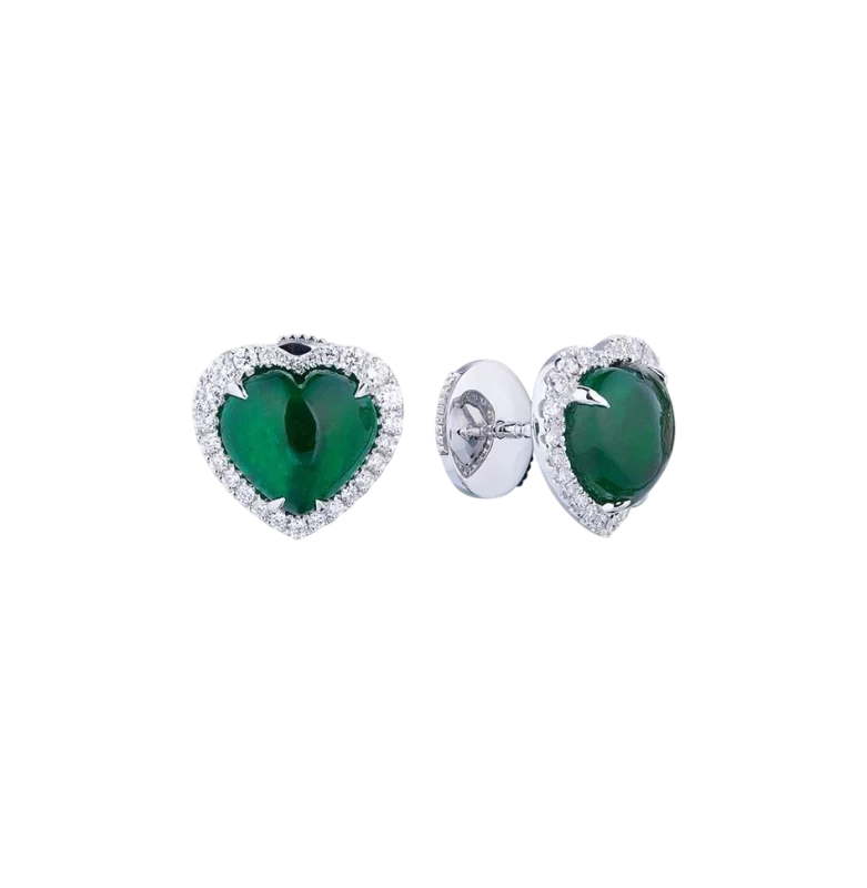 EMERALD HEART 2.45 CT VIVID GREEN EARRINGS