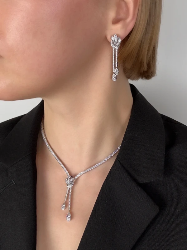 Graff Tilda’s Bow Double Pavé Diamond Drop Earrings RGE1400 3