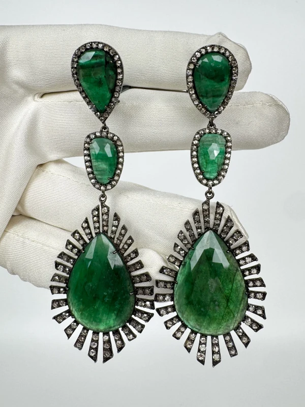 Earrings without a brand КОМПЛЕКТ С ИЗУМРУДАМИ EMERALDS91124 4